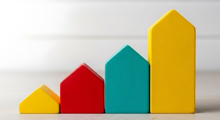 Colorful wooden blocks arranged in ascending order