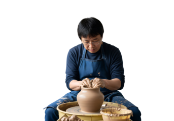 Potter shaping clay