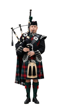 A Scottish bagpiper