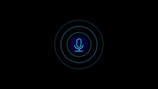 Voice recording podcast mic microphone button icon animation. Audio microphone icon animation. Radio waves