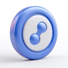 Glossy blue circular icon with a white inner circle and a stylized molecular symbol