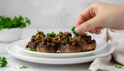Stuffed Mushrooms Topped with Herbs A Delicious and Healthy Appetizer Idea