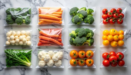 Freshly Packaged Assortment of Healthy Vegetables and Produce Ready for Cooking