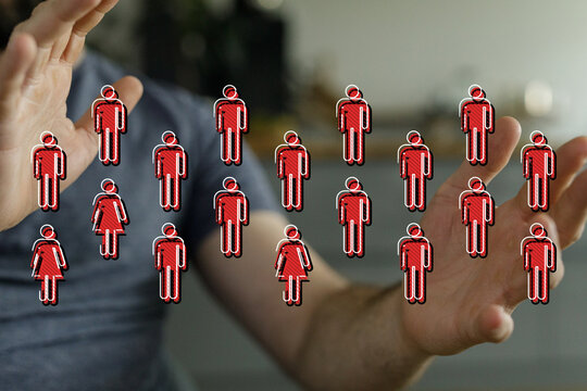 Abstract depiction of community protection, human connection, and diversity. Symbolic figures surrounded by a p - Powered by Adobe