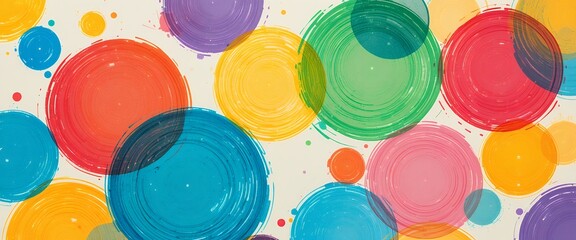 Vibrant assortment of overlapping multicolored concentric circles creating dynamic abstract