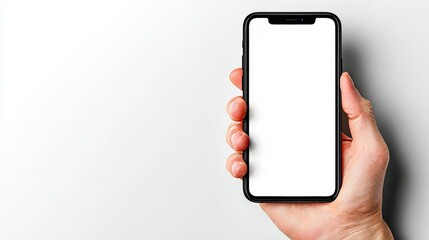 Hand Holding Modern Smartphone with Blank Screen