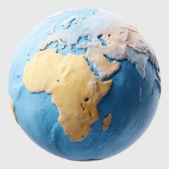 A textured three dimensional globe displaying africa and parts of europe and asia