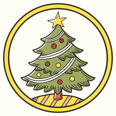 Christmas tree with ornaments in a circle