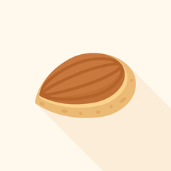 Peeled almond nut on cream background
