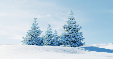 Snowy Pine Forest Winter Scenic Outdoor Hills