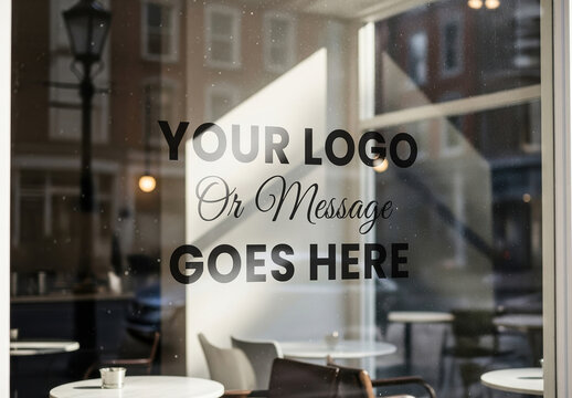 Logo or Message on Coffee Glass Window Mockup