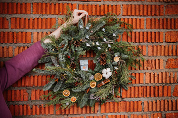 Christmas wreath prepared for celebration.