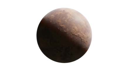 A Detailed Textured Brown Planet Sphere Against A Black Background With Subtle Lighting And A Transparent Background