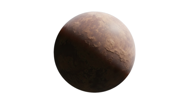 A Detailed Textured Brown Planet Sphere Against A Black Background With Subtle Lighting And A Transparent Background