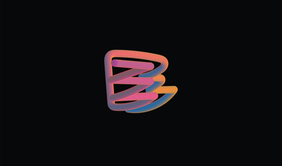 Abstract colorful brush stroke forming a stylized letter b on black background