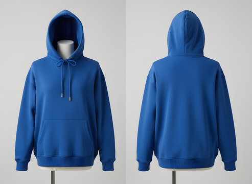 blank blue hoodie template for clothing design