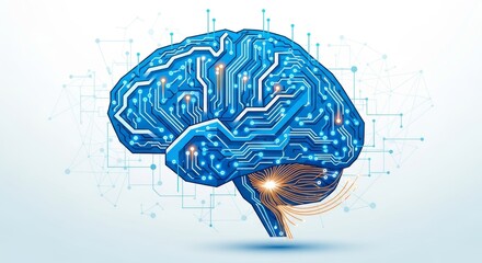 Digital brain circuit board visualization representing artificial intelligence and machine learning concepts