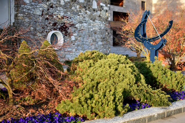 Modern building exterior, urban landscaping 