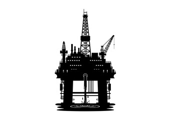 Leak from offshore drilling platform on transparent background