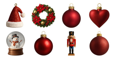 PNG Festive holiday decoration collection, element set on transparent background