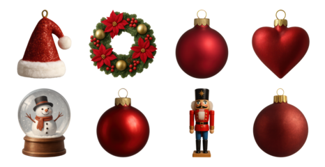 PNG Festive holiday decoration collection, element set on transparent background