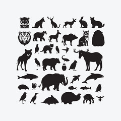Set of animal silhouettes vector illustration