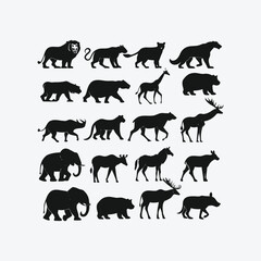Wild animals collection vector set