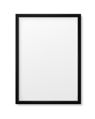 Black frame with blank canvas, flat vector illustration, minimalist decor, artwork design