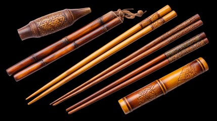 Brown stick cigar art object on black background