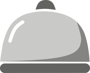 A simple flat design illustration of a cloche dome food cover that can also function as a service bell icon, perfect for menus, restaurant branding, websites, and various culinary-themed