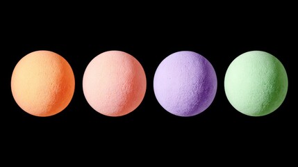 Brightly colored Easter eggs with reflection on a black background, isolating the round food objects