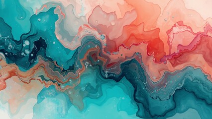 Luxury Summer Graphic Design Background with Vibrant Tropical Turquoise Coral for Holiday Greeting Cards