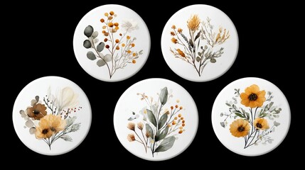 Seamless vector pattern of Easter egg designs with floral decoration and food illustration icons on a round plate shape