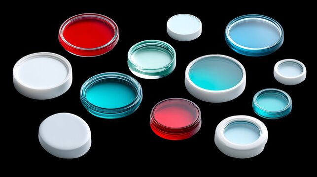 Brightly colorful glass spheres on a palette contain liquid art paints for an artist's creativity - Powered by Adobe