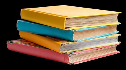 Stack of old colorful hardcover books forming a pile of knowledge and education