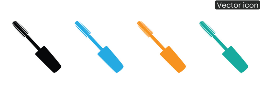 Vibrant mascara wands in black, blue, orange, and green. Perfect for beauty blogs, cosmetic packaging mockups, and eye-catching cosmetic ads. Add a pop of color!