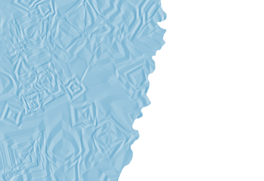 Vibrant blue color field with an irregular jagged edge pattern design isolated on transparent background