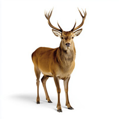 Obraz premium Stag with full antlers standing on white backdrop