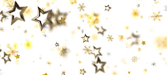 Elegant abstract background of shimmering gold stars and snowflakes, perfect for Christmas and winter holiday designs. Ideal for seasonal greeti