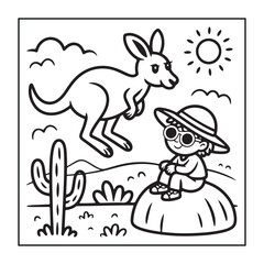 Obraz premium Animals with kids like the elements of black and white coloring pages for children, adults, and teens.