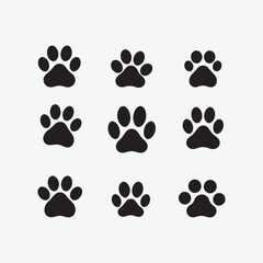 Dog paw print icon vector illustration pattern seamless animal footprint design pet art silhouette cartoon track texture shape nature wallpaper