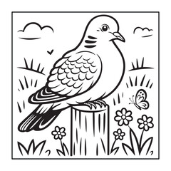 Obraz premium Animals with kids like the elements of black and white coloring pages for children, adults, and teens.