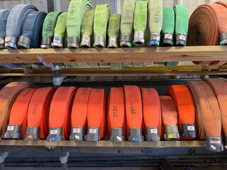 Fire hoses in a Saint Albans firehouse.