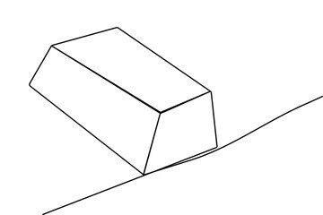 Gold bar continuous one line drawing in minimalist style isolated outline vector illustration
