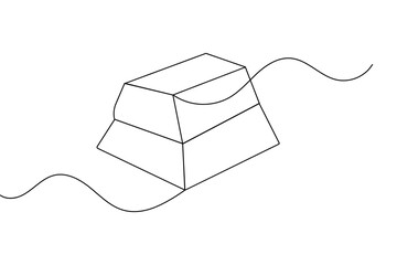 Gold bar continuous one line drawing in minimalist style isolated outline vector illustration

