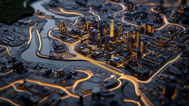 Abstract visual showcases glowing data lines combined with light particles, emphasizing big data technology in vibrant orange and yellow tones