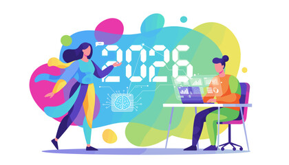 Digital transformation strategy for 2026 Data analysis AI and business future concept