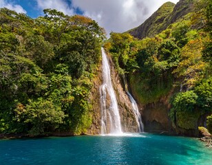 tropical diamond waterfall located on the caribbean island of st lucia
