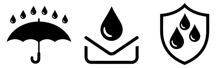 waterproof water resistant icon set