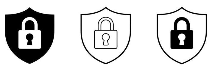 security shield icon with padlock